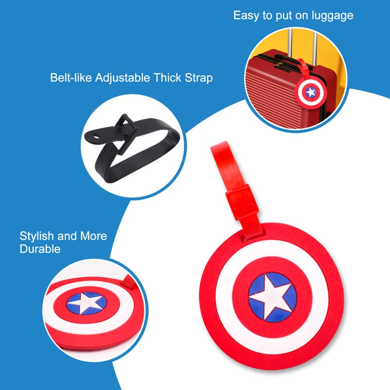 Finex 4 Pcs Set Comic Superhero Head Silicone Travel Luggage Baggage Identification Labels ID Tag for Bag Suitcase Plane Cruise Ships with Belt Strap - Image 3